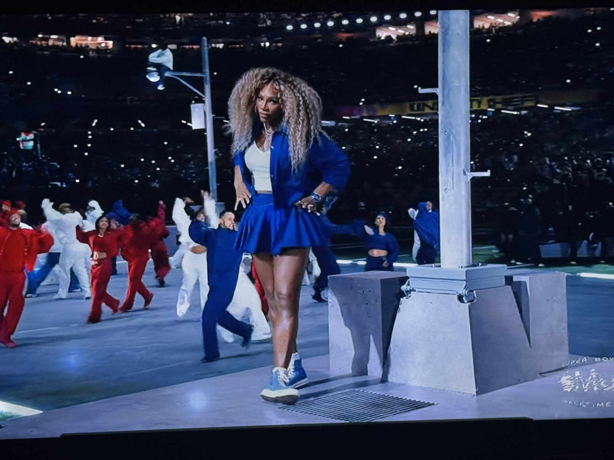 WATCH: Serena Williams Crip Walks on Super Bowl Stage to “Not Like Us”